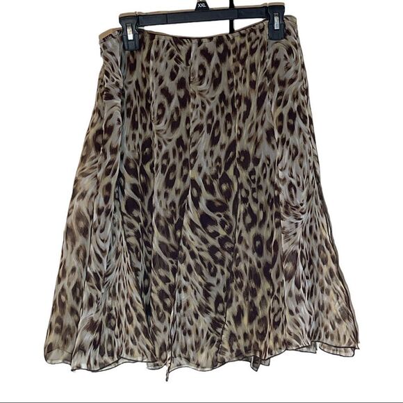 Scarlett Cheetah Leopard Animal Print Flared Skirt With Layering Strips 9 10 - Picture 2 of 16